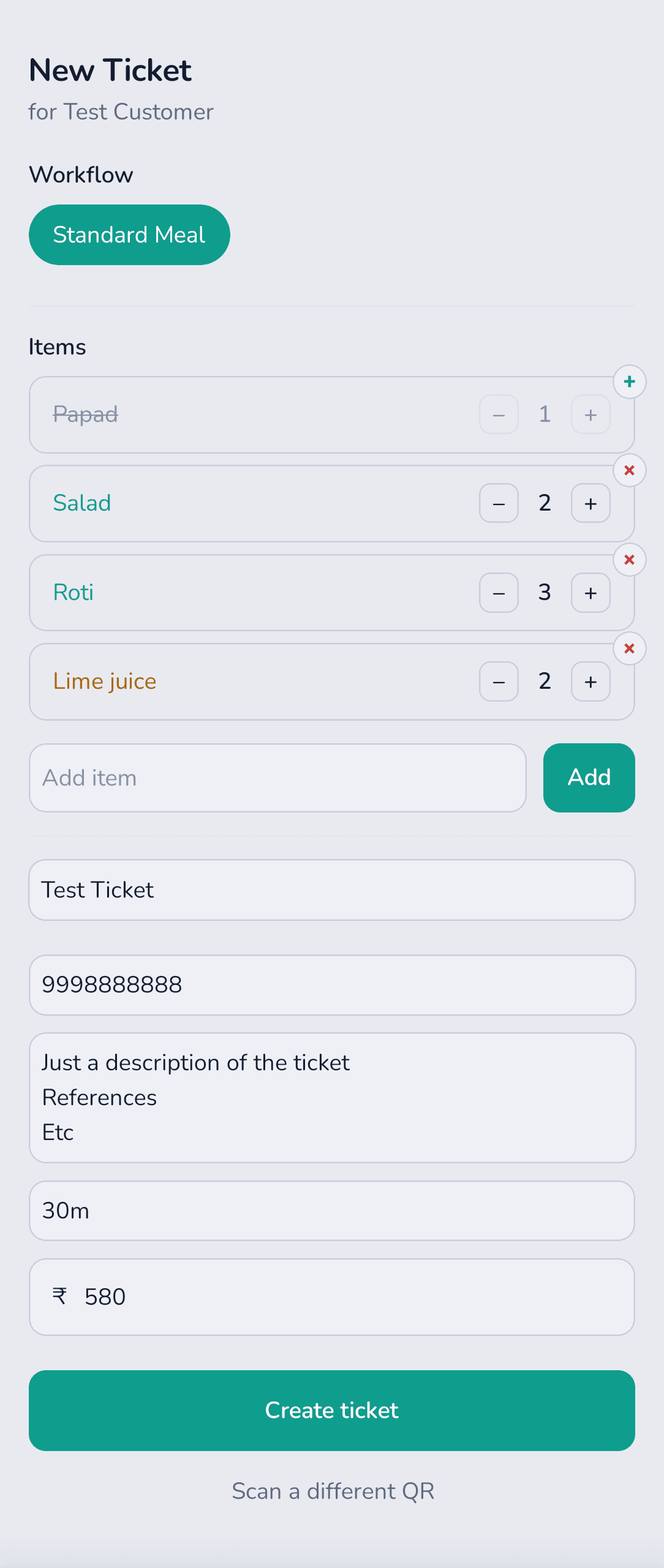Taskpot Provider app creating a new ticket